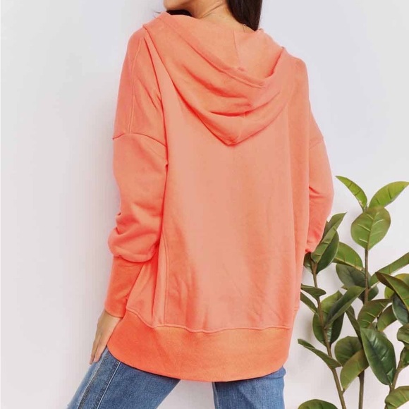 NEW Double Take Quarter Snap Oversized Boyfriend Hoodie Hooded Sweatshirt - Picture 4 of 11